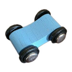 Vintage Miniature Wooden Toy Car Replacement Blue 1.5" Ramp Racer Racecar ZigZag